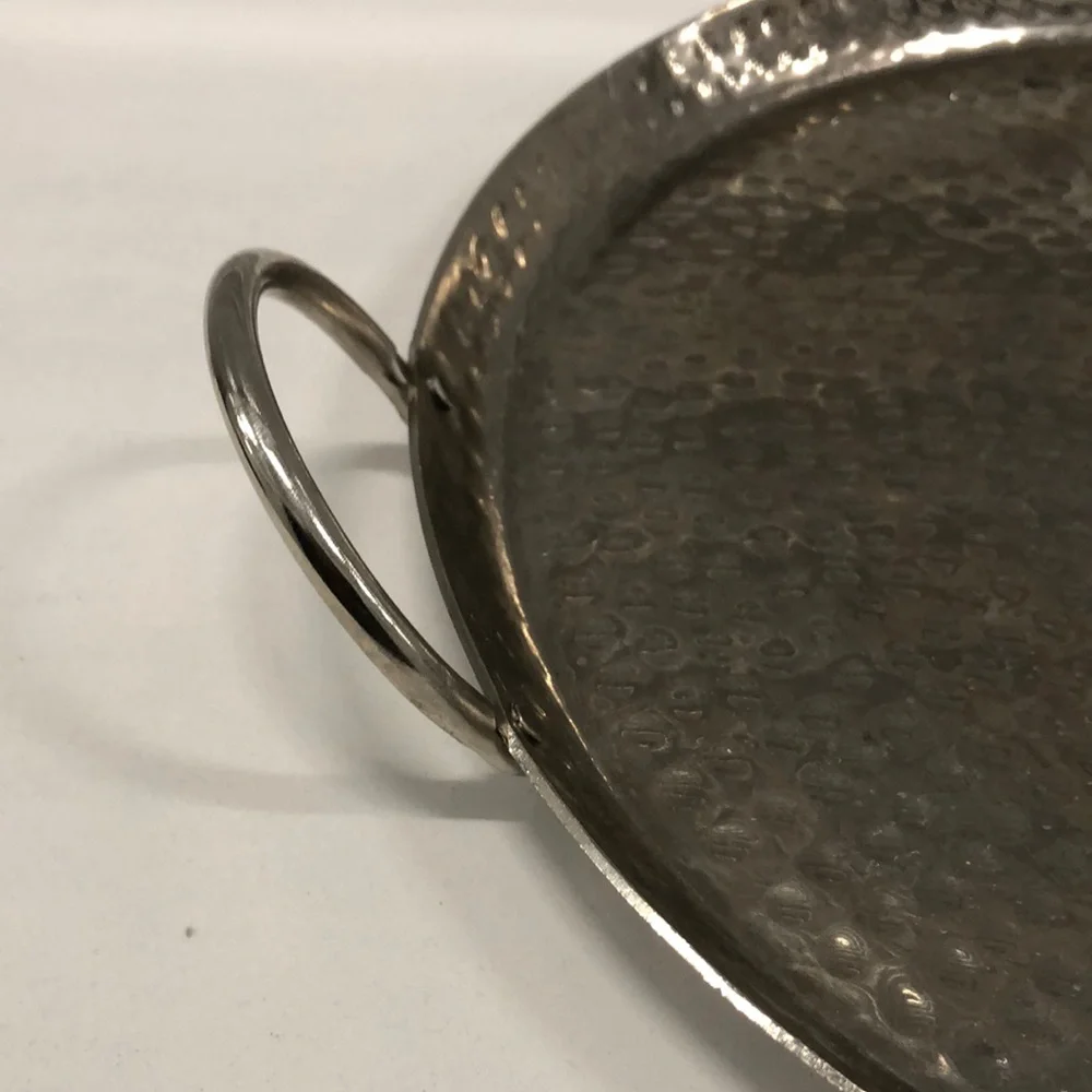 Round Hammered Metal Serving Tray